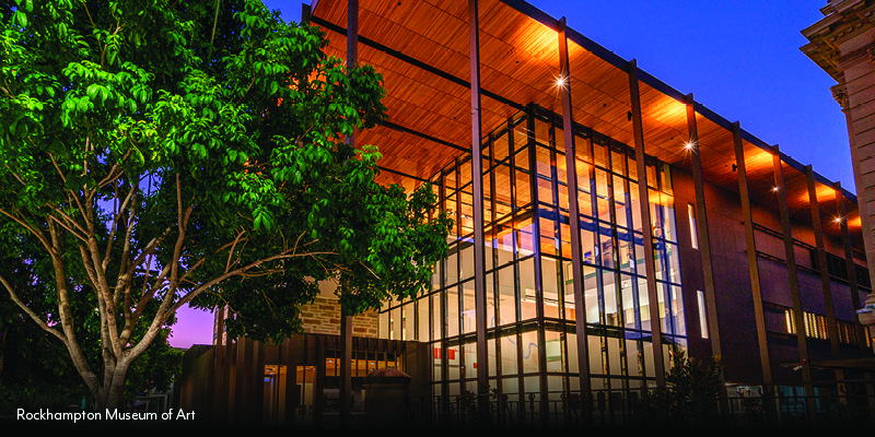 Rockhampton Muesum of Art exterior at night