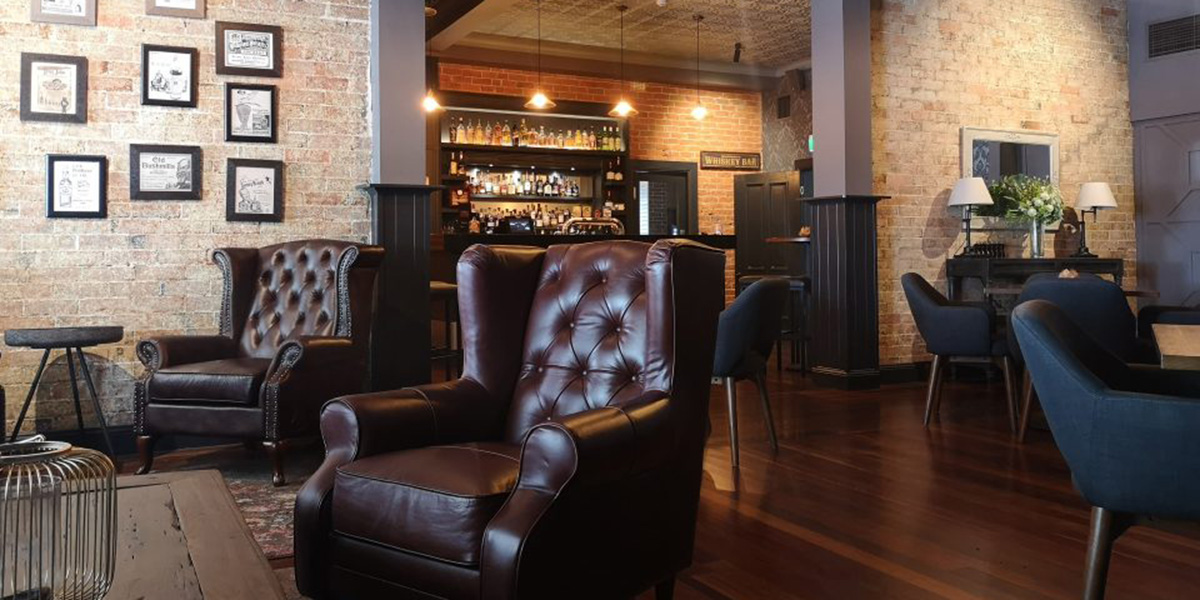 The lounge and bar at the Cocobrew Whiskey Lounge