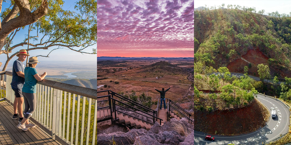 A montage of beautiful scenic photos from Mount Archer, Mount Etna and the Mount Morgan Range