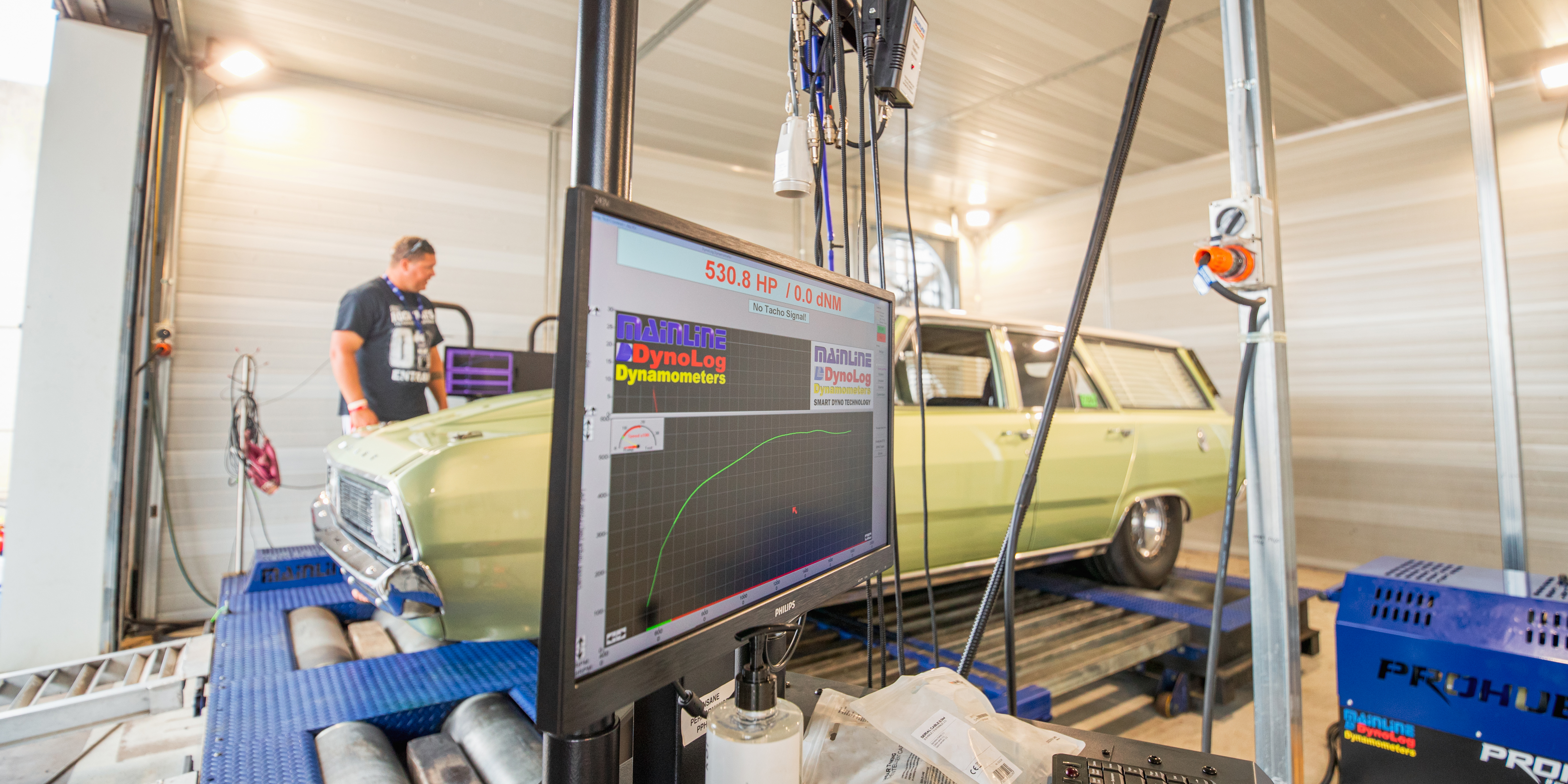 Classic car on the dynamometer