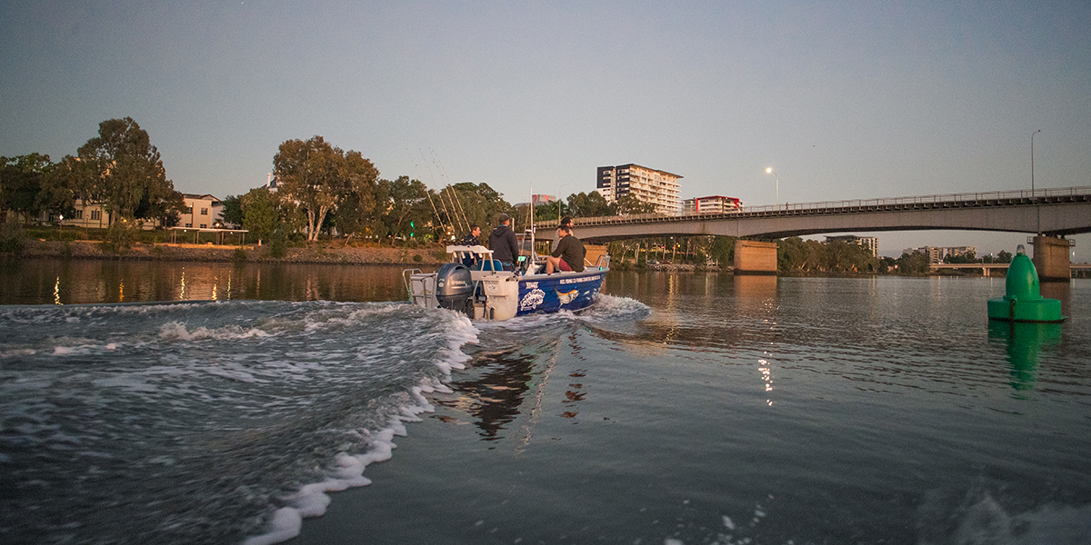 Fishing Charter boat in the Fitzroy River.