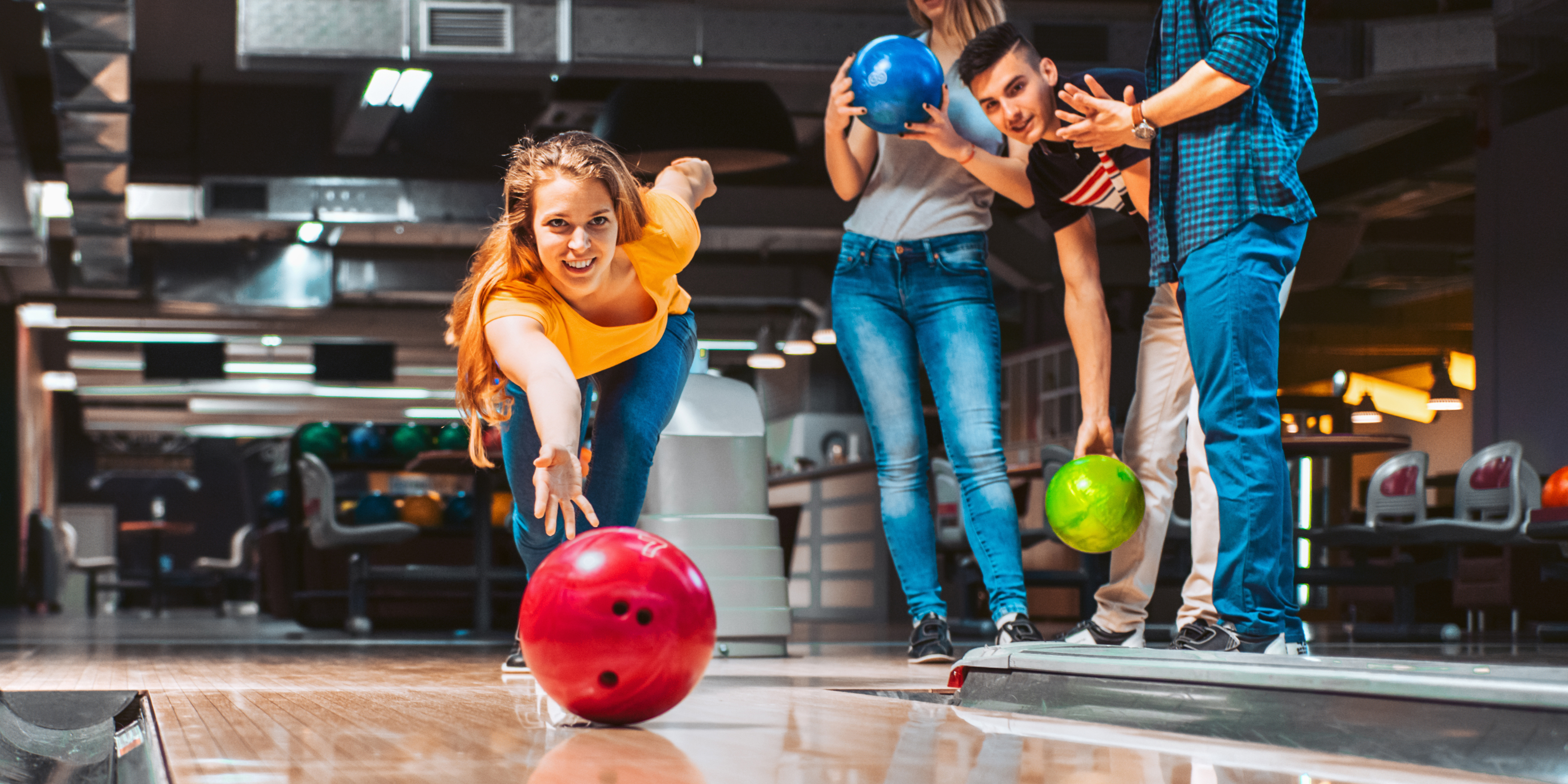 teenagers ten pin bowling