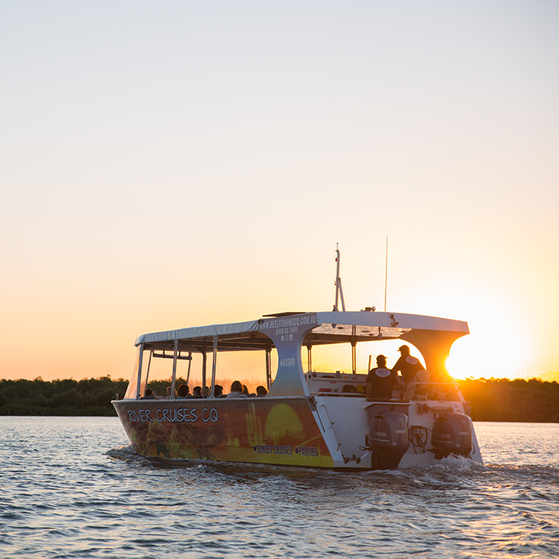 river cruise boat on the river at sunset