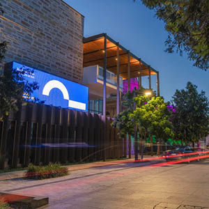 Rockhampton Museum of Art exterior at night